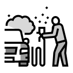 icon of auto body technician painting a car