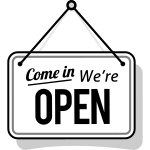 come in we're open sign